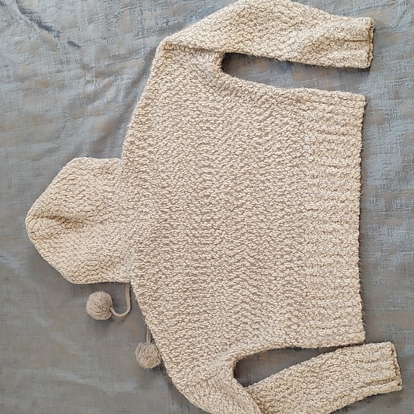 Yes LoLa Hooded Chunky Loose Knit Sweater w/ Pom poms/Size XS - Picture 4 of 9